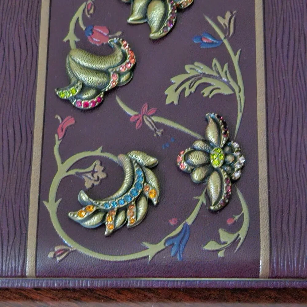 JAY STRONGWATER FLORAL SCROLL LEATHER CRYSTAL ENAMEL PHOTO PICTURE ALBUM BOOK